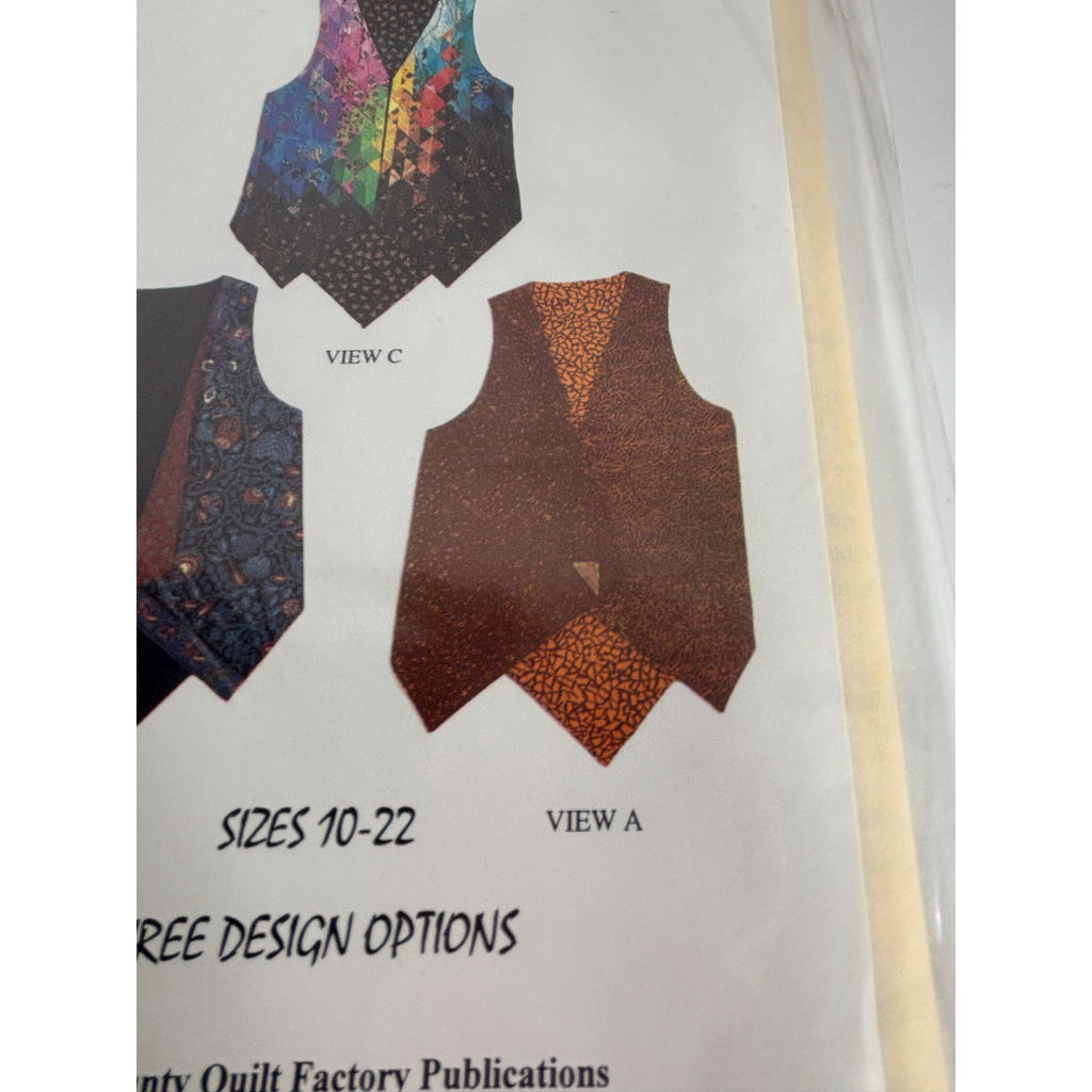 Osage County Quilt Factory Sewing Pattern Mid Length Designer Vest 10-12 Uncut