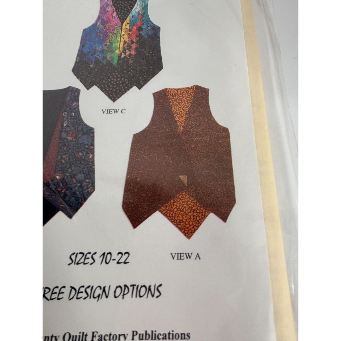 Osage County Quilt Factory Sewing Pattern Mid Length Designer Vest 10-12 Uncut