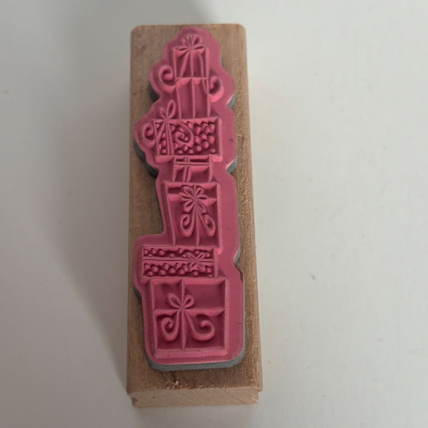 Studio G Rubber Stamp Present Stack Gifts Vertical Holiday Christmas Card Making