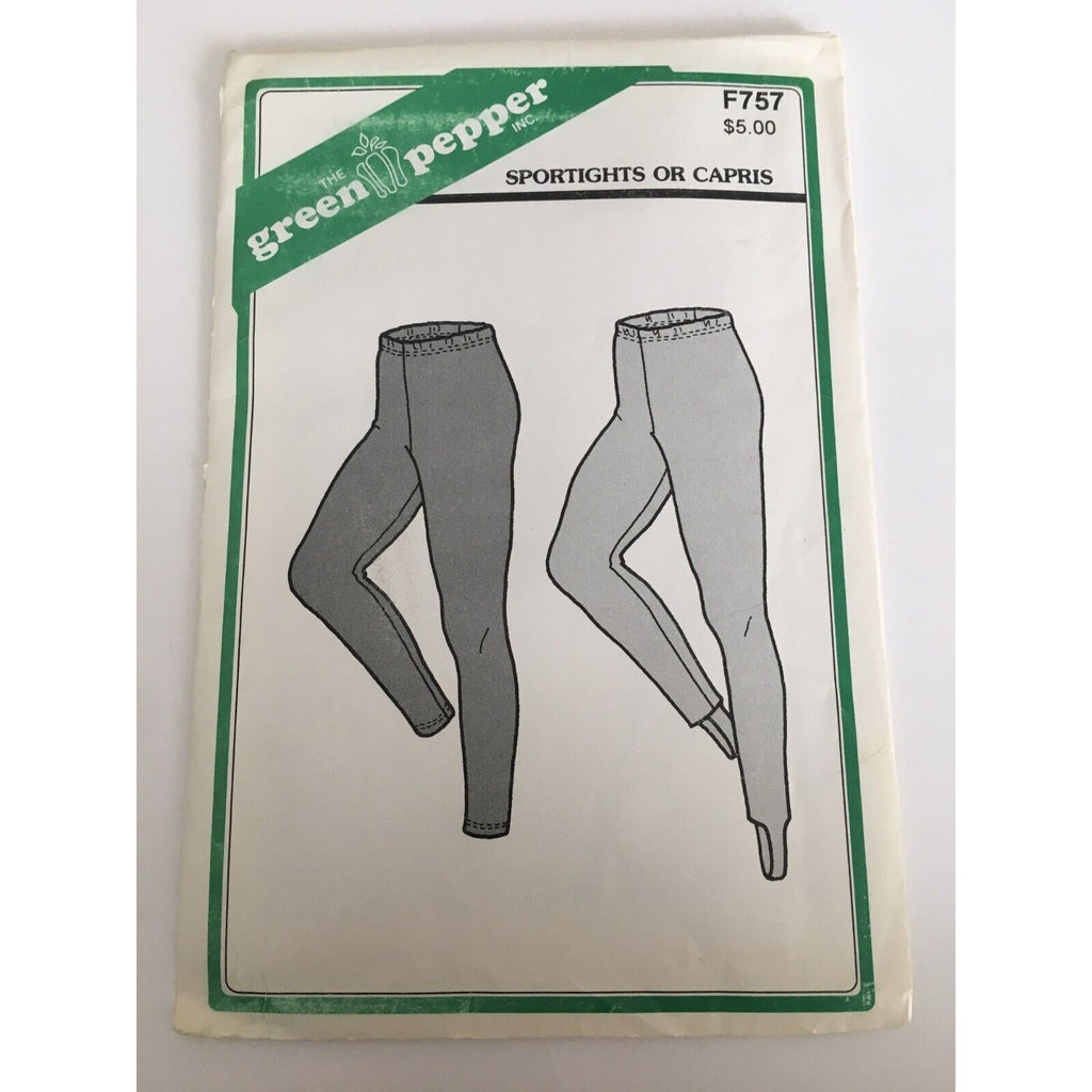 The Green Pepper Sewing Pattern F757 Misses Sportights Capris Athletic S M L UC