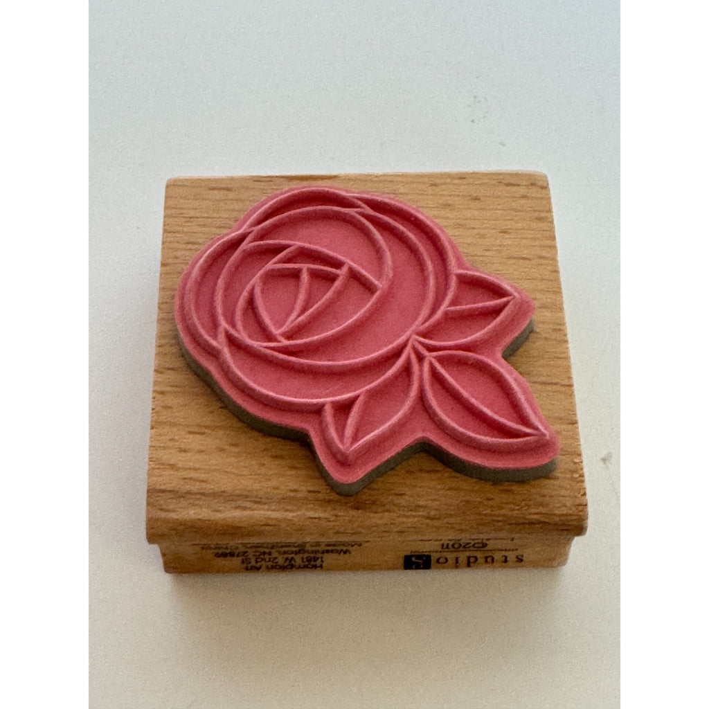 Studio G Rubber Stamp Rose Flower with Leaves Love Valentines Day Card Making