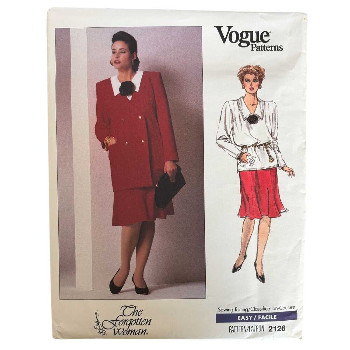 Vogue Sewing Pattern 2126 Jacket Blouse Skirt 20W-24W 80s Corporate Chic Uncut Power Dressing