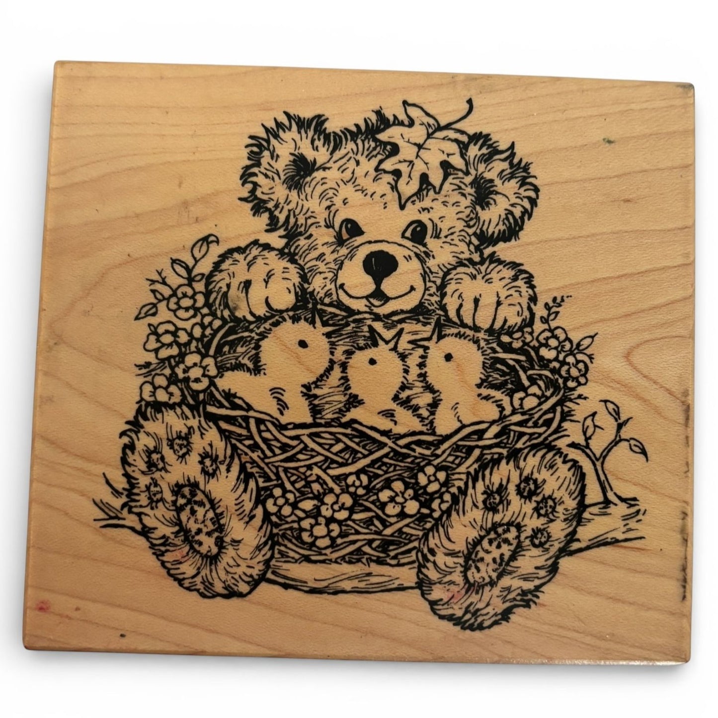 PSX Rubber Stamp Easter Teddy Bear Chicks Bird Nest Fuzzy Bear Cardmaking Craft
