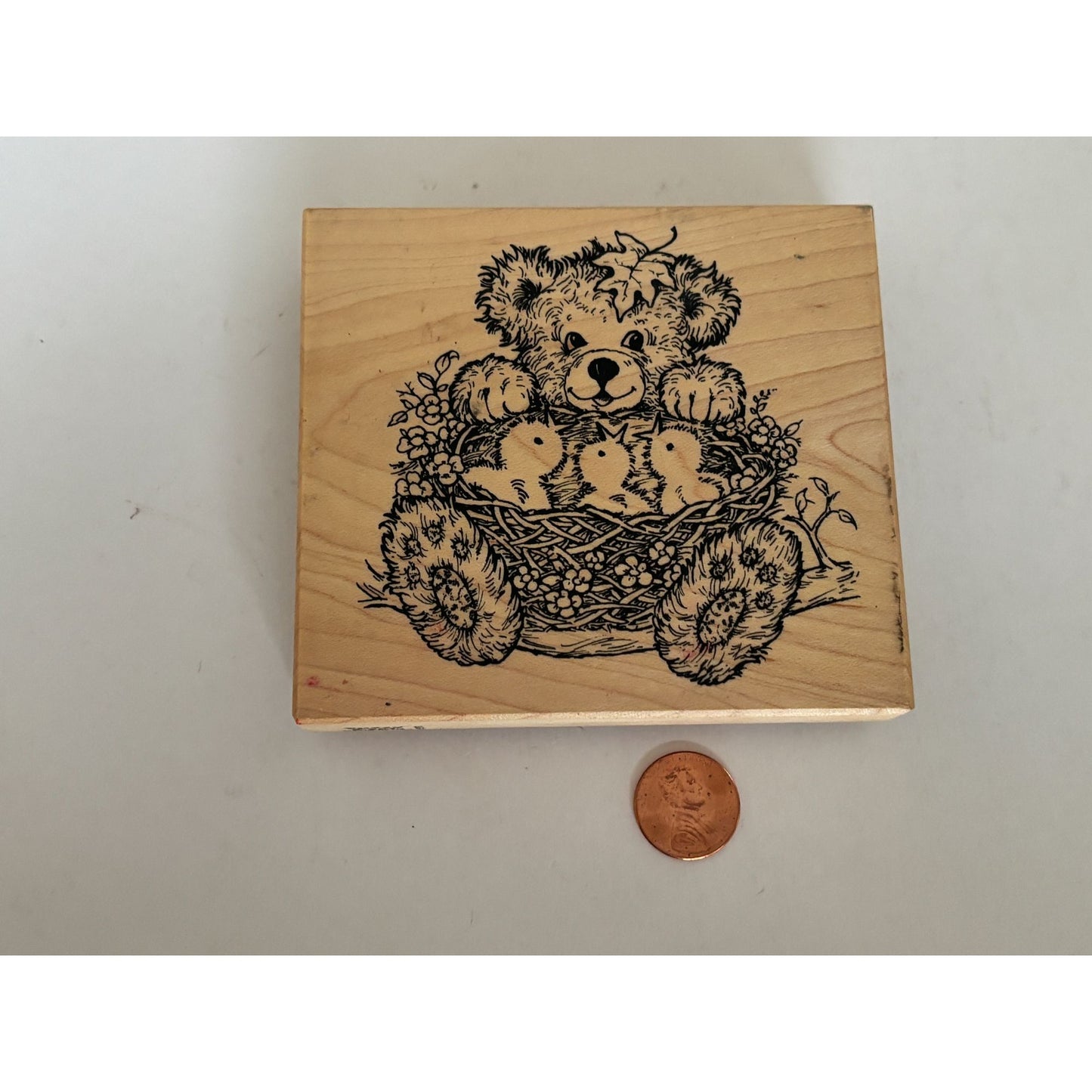 PSX Rubber Stamp Easter Teddy Bear Chicks Bird Nest Fuzzy Bear Cardmaking Craft