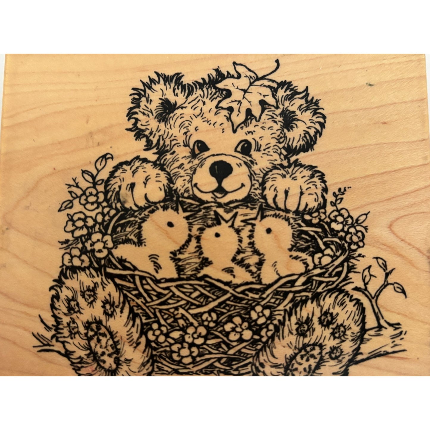 PSX Rubber Stamp Easter Teddy Bear Chicks Bird Nest Fuzzy Bear Cardmaking Craft