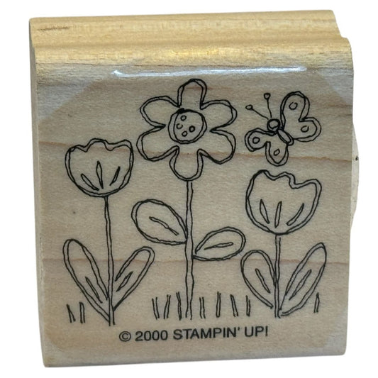 Stampin Up Rubber Stamp Flowers Butterfly Garden Spring Card Making