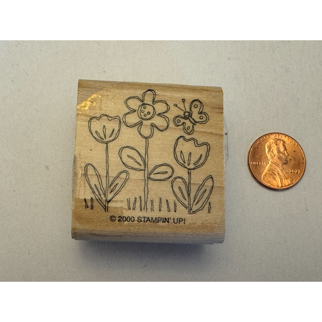 Stampin Up Rubber Stamp Flowers Butterfly Garden Spring Card Making