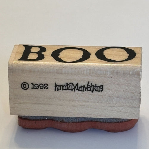 Annette Allen Watkins Rubber Stamp Boo Halloween Cardmaking Word Sentiment Wood Mounted