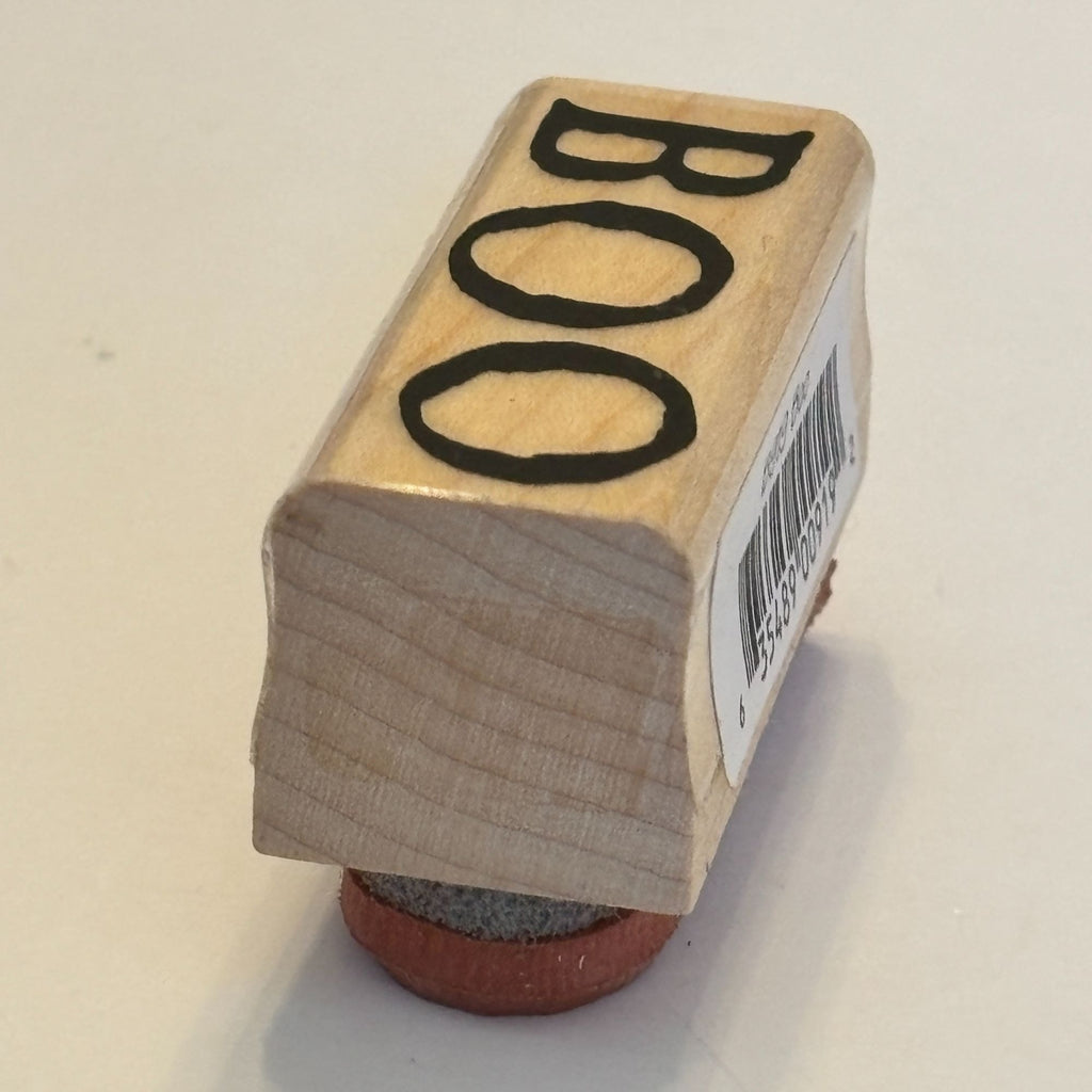 Annette Allen Watkins Rubber Stamp Boo Halloween Cardmaking Word Sentiment Wood Mounted