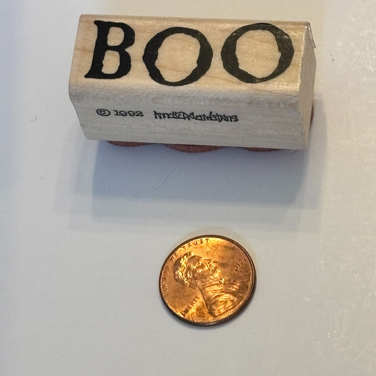 Annette Allen Watkins Rubber Stamp Boo Halloween Cardmaking Word Sentiment Wood Mounted