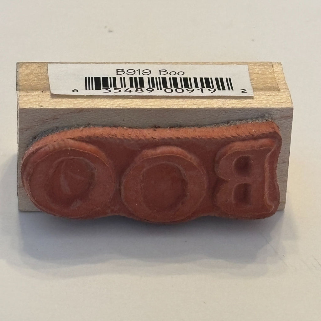 Annette Allen Watkins Rubber Stamp Boo Halloween Cardmaking Word Sentiment Wood Mounted
