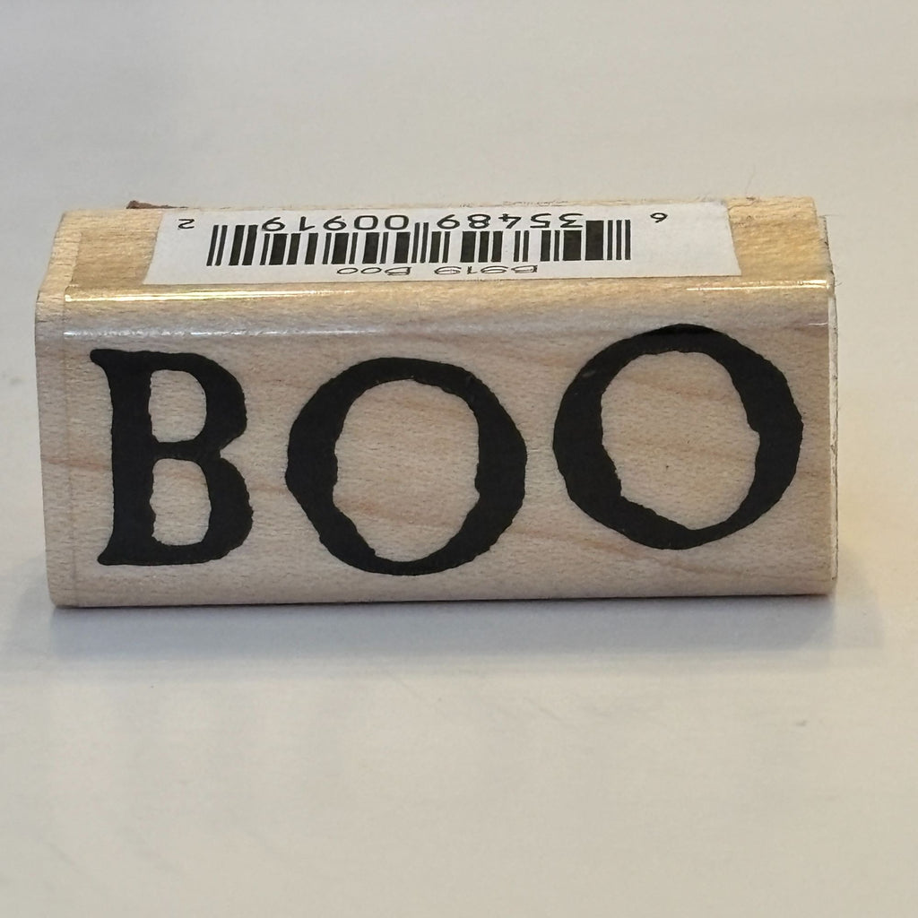 Annette Allen Watkins Rubber Stamp Boo Halloween Cardmaking Word Sentiment Wood Mounted