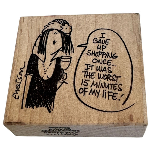 American Art Rubber Stamp Emerson Quillin Shopping Quote Funny Humor Mom Wine
