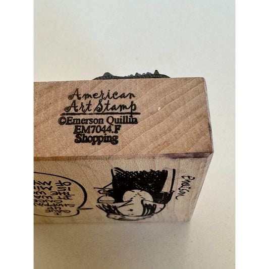 American Art Rubber Stamp Emerson Quillin Shopping Quote Funny Humor Mom Wine