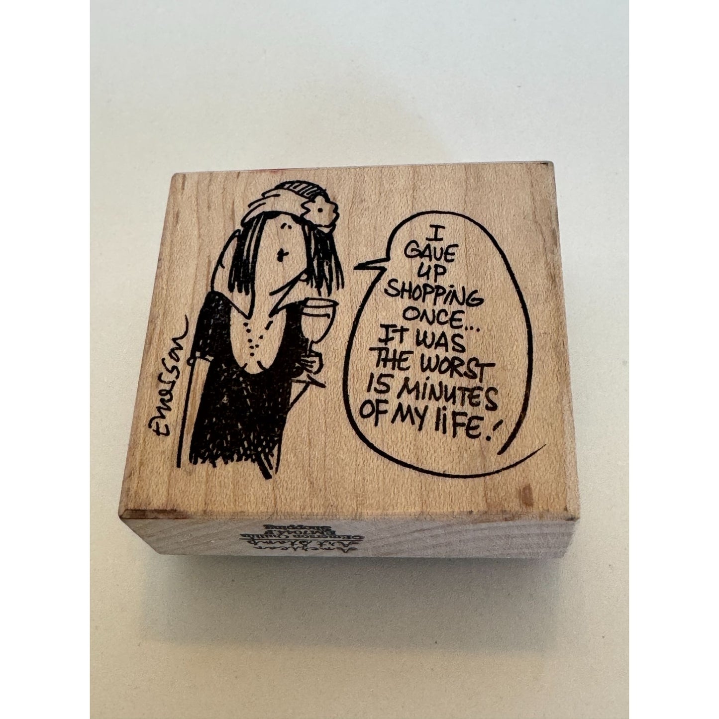 American Art Rubber Stamp Emerson Quillin Shopping Quote Funny Humor Mom Wine