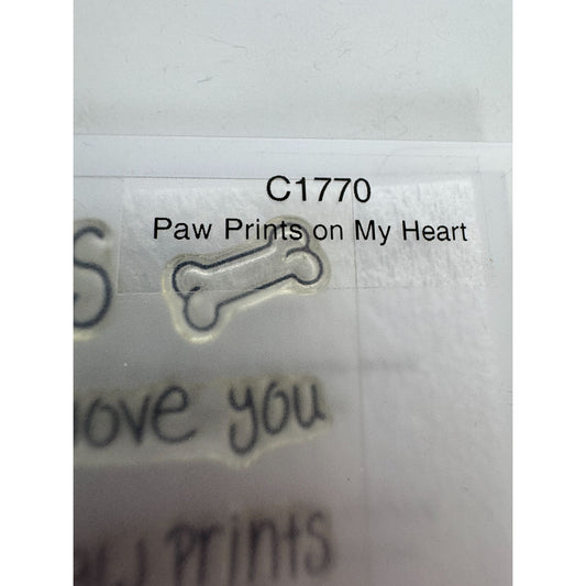 CTMH Acrylic Stamp Set Paw Prints on My Heart Dogs Pet Sympathy Card Making Halo
