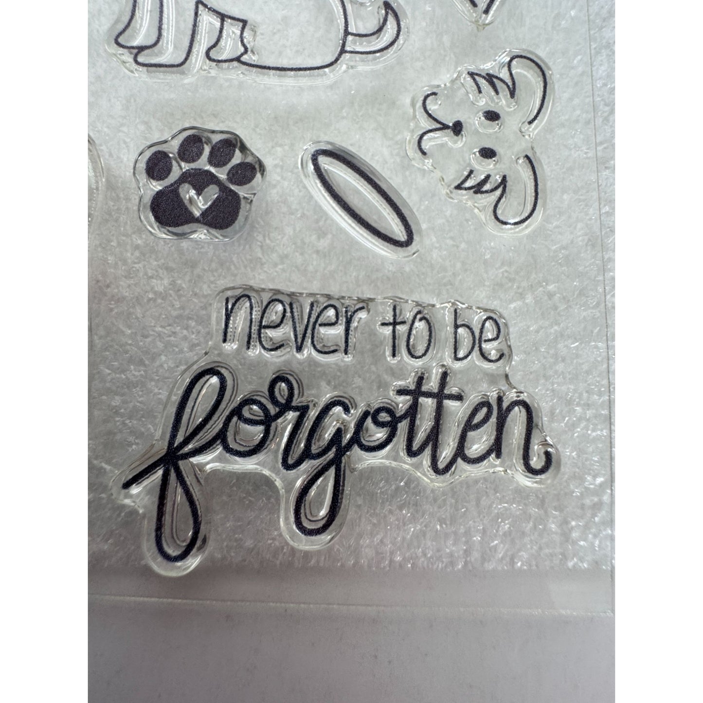 CTMH Acrylic Stamp Set Paw Prints on My Heart Dogs Pet Sympathy Card Making Halo