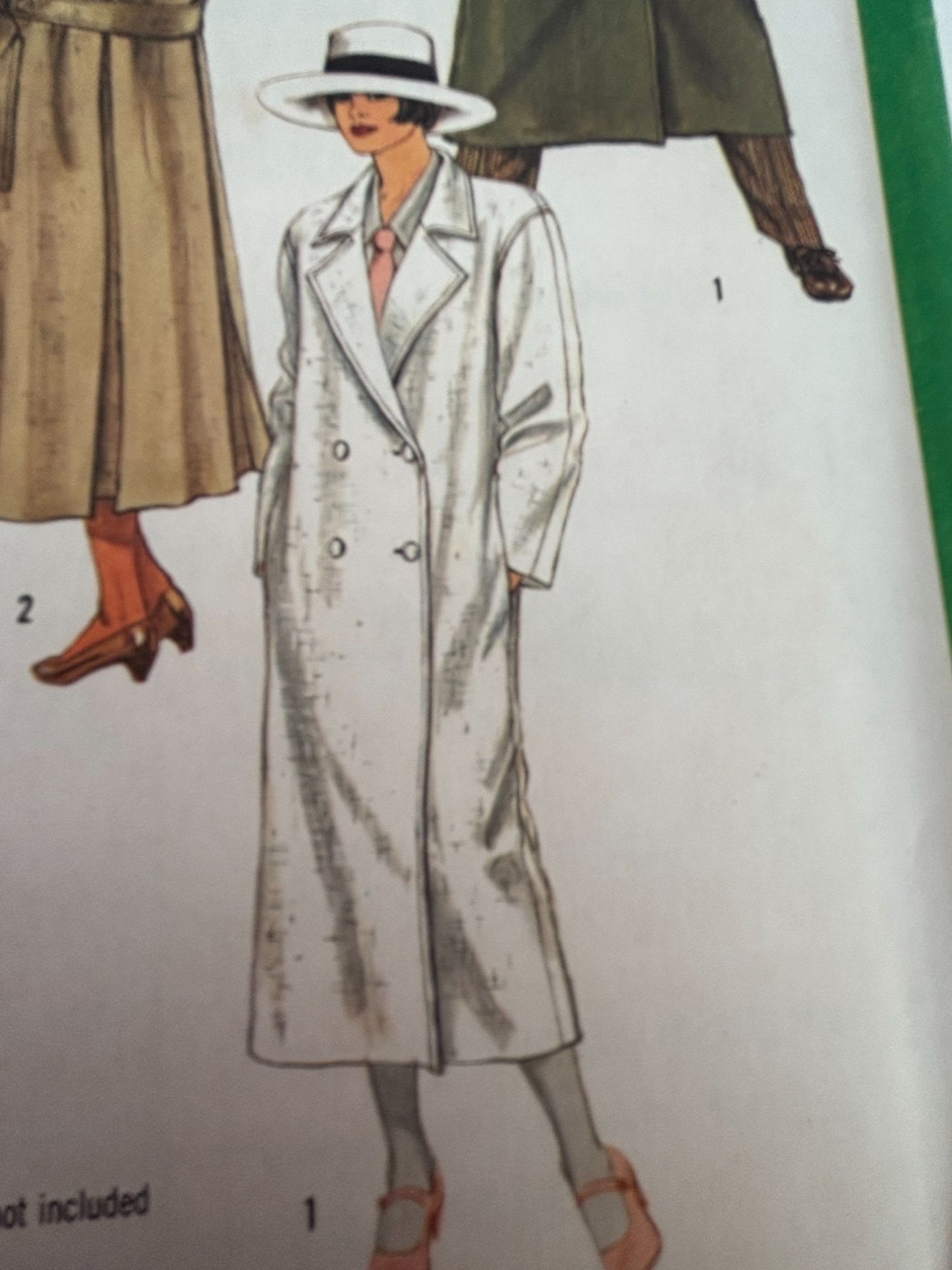 Simplicity Sewing Pattern 6524 Unlined Long Trench Coat 16 Winter Vintage 1980s