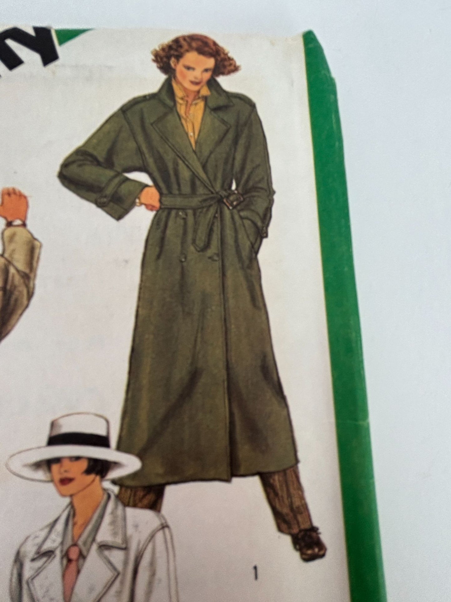 Simplicity Sewing Pattern 6524 Unlined Long Trench Coat 16 Winter Vintage 1980s