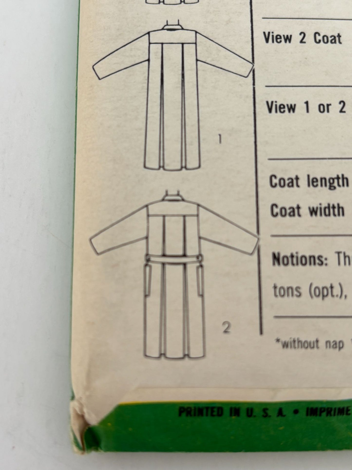 Simplicity Sewing Pattern 6524 Unlined Long Trench Coat 16 Winter Vintage 1980s