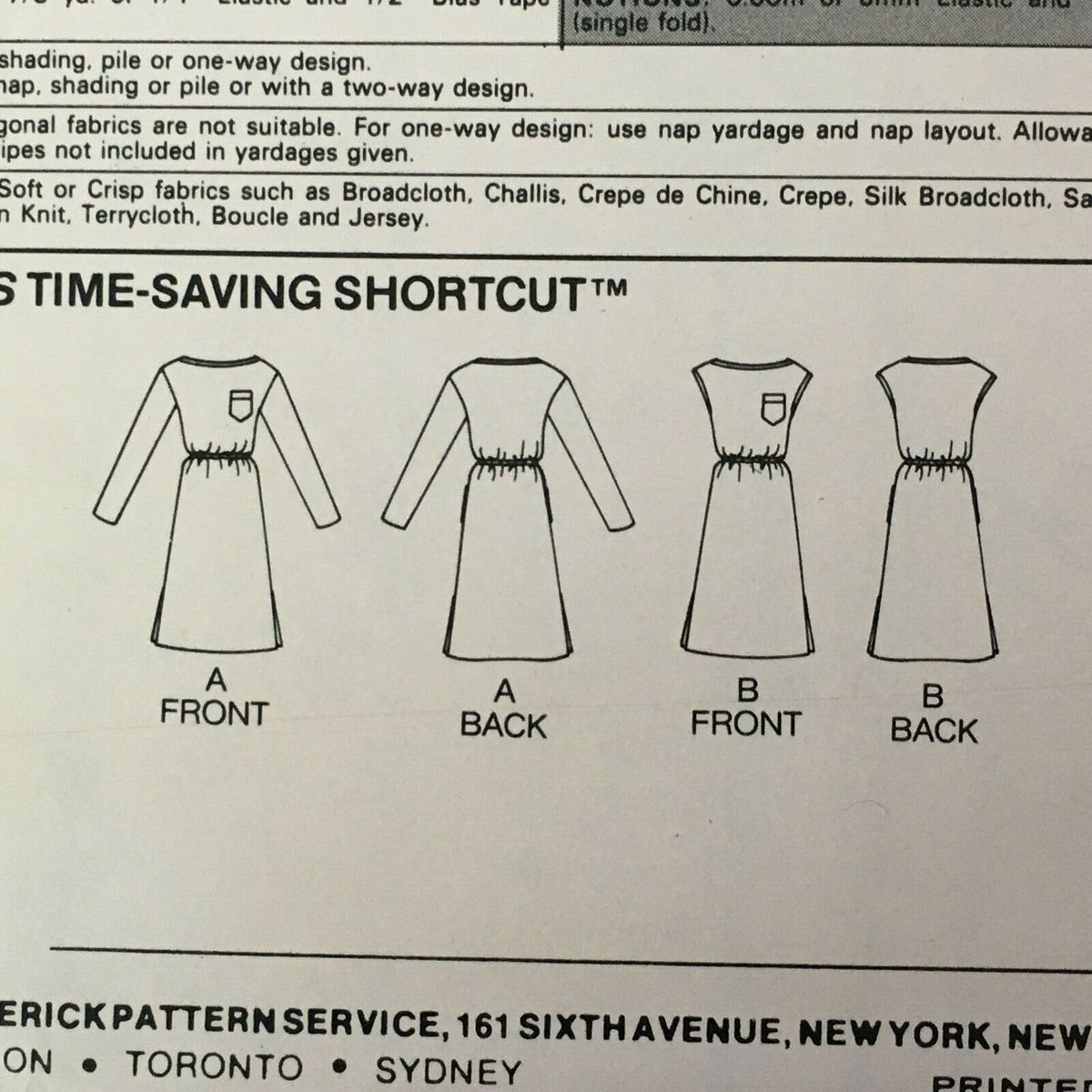 Butterick Sewing Pattern 3106 Marie Osmond Dress Bateau Neckline 80s Sz 8-12 UC