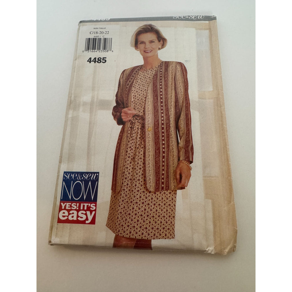 Butterick See and Sew Pattern 4485 Jacket Top Skirt Misses Sizes 18-24 Uncut
