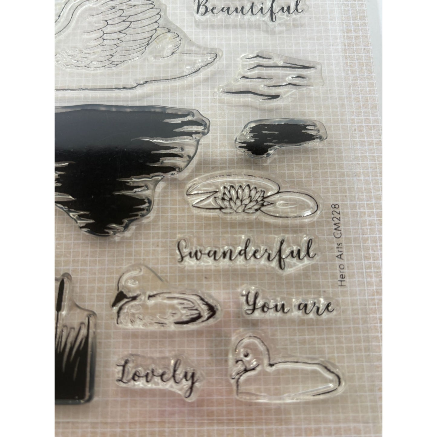 Hero Arts Poly Clear Stamp Set Color Layering Swan Lake Beautiful Words Nature