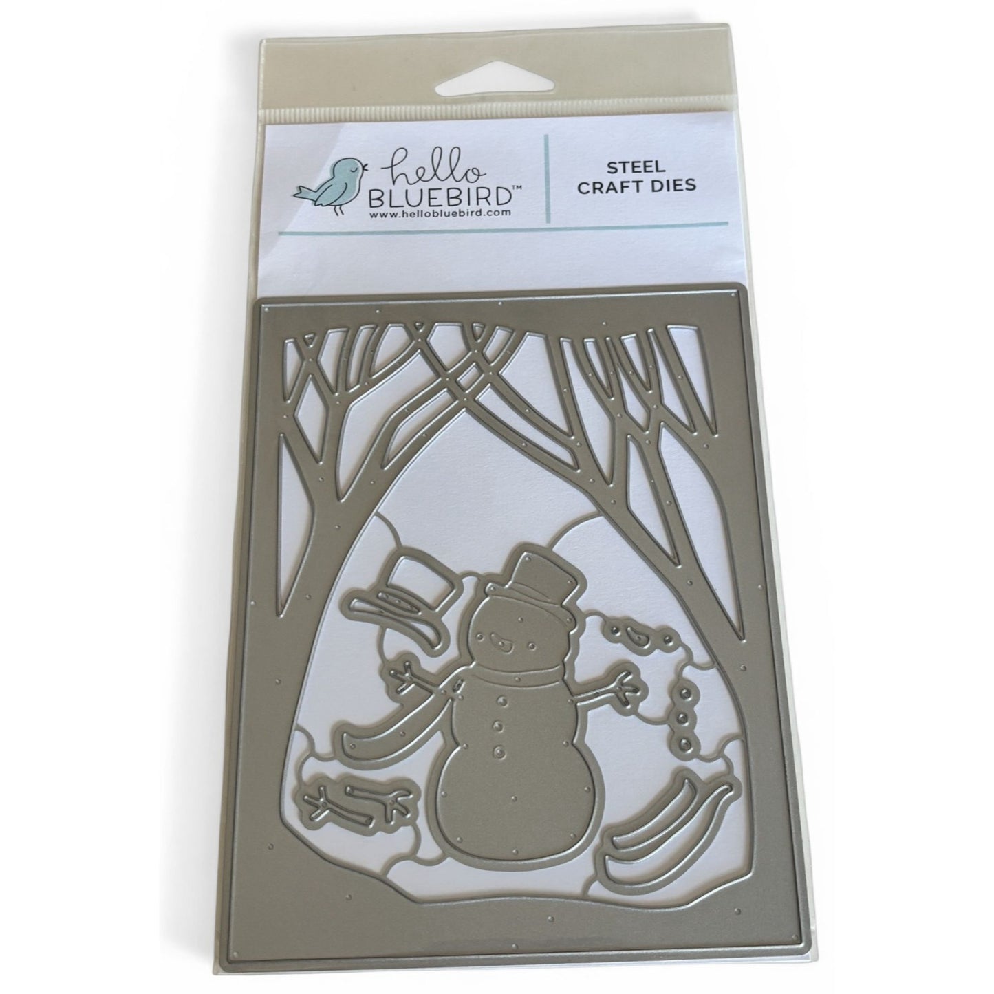 Hello Bluebird Winter Woods Overlay Die Snowman Scene Christmas Cardmaking Craft