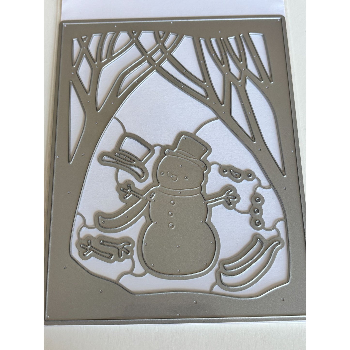 Hello Bluebird Winter Woods Overlay Die Snowman Scene Christmas Cardmaking Craft