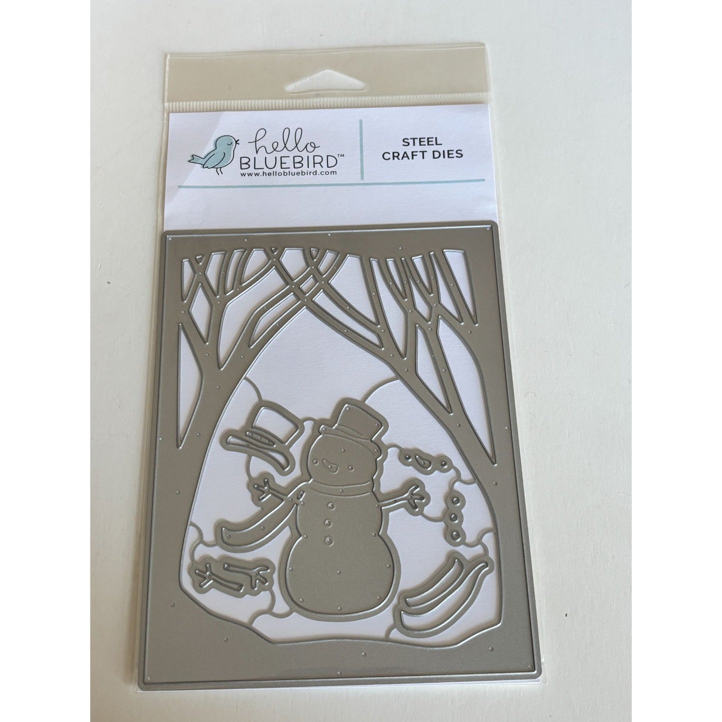 Hello Bluebird Winter Woods Overlay Die Snowman Scene Christmas Cardmaking Craft