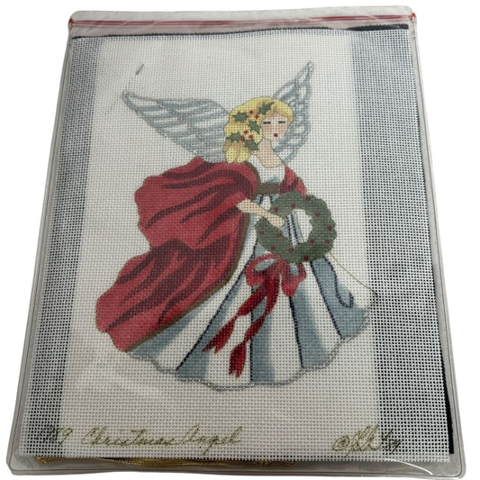 Stitchin Stuff Needlepoint Kit Christmas Angel 1989 Wreath Joan Thomasson Canvas