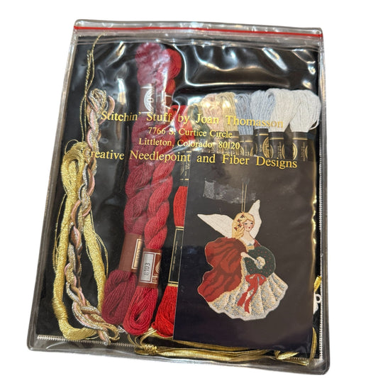 Stitchin Stuff Needlepoint Kit Christmas Angel 1989 Wreath Joan Thomasson Canvas