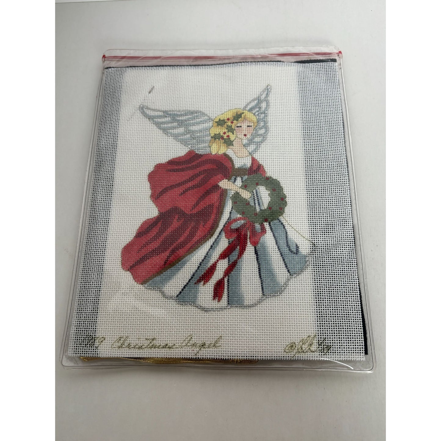 Stitchin Stuff Needlepoint Kit Christmas Angel 1989 Wreath Joan Thomasson Canvas