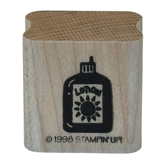 Stampin Up Rubber Stamp Sun Lotion Bottle Summer Vacation Beach Trip Card Making