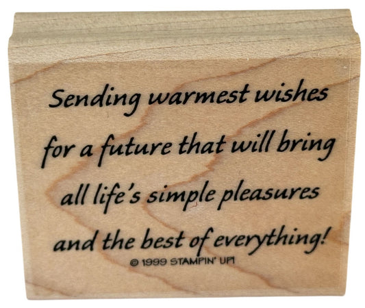 Stampin Up Rubber Stamp Wedding Card Making Words Sentiment Send Warmest Wishes