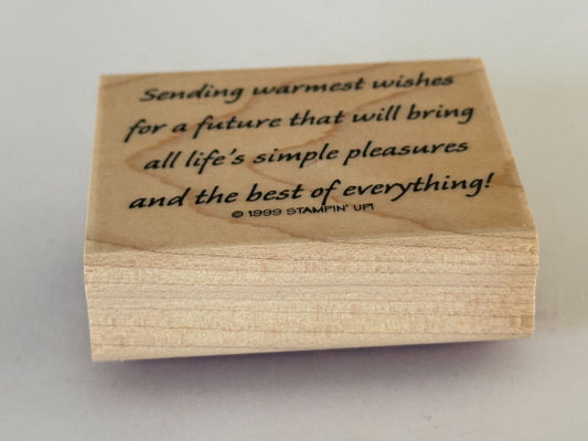 Stampin Up Rubber Stamp Wedding Card Making Words Sentiment Send Warmest Wishes