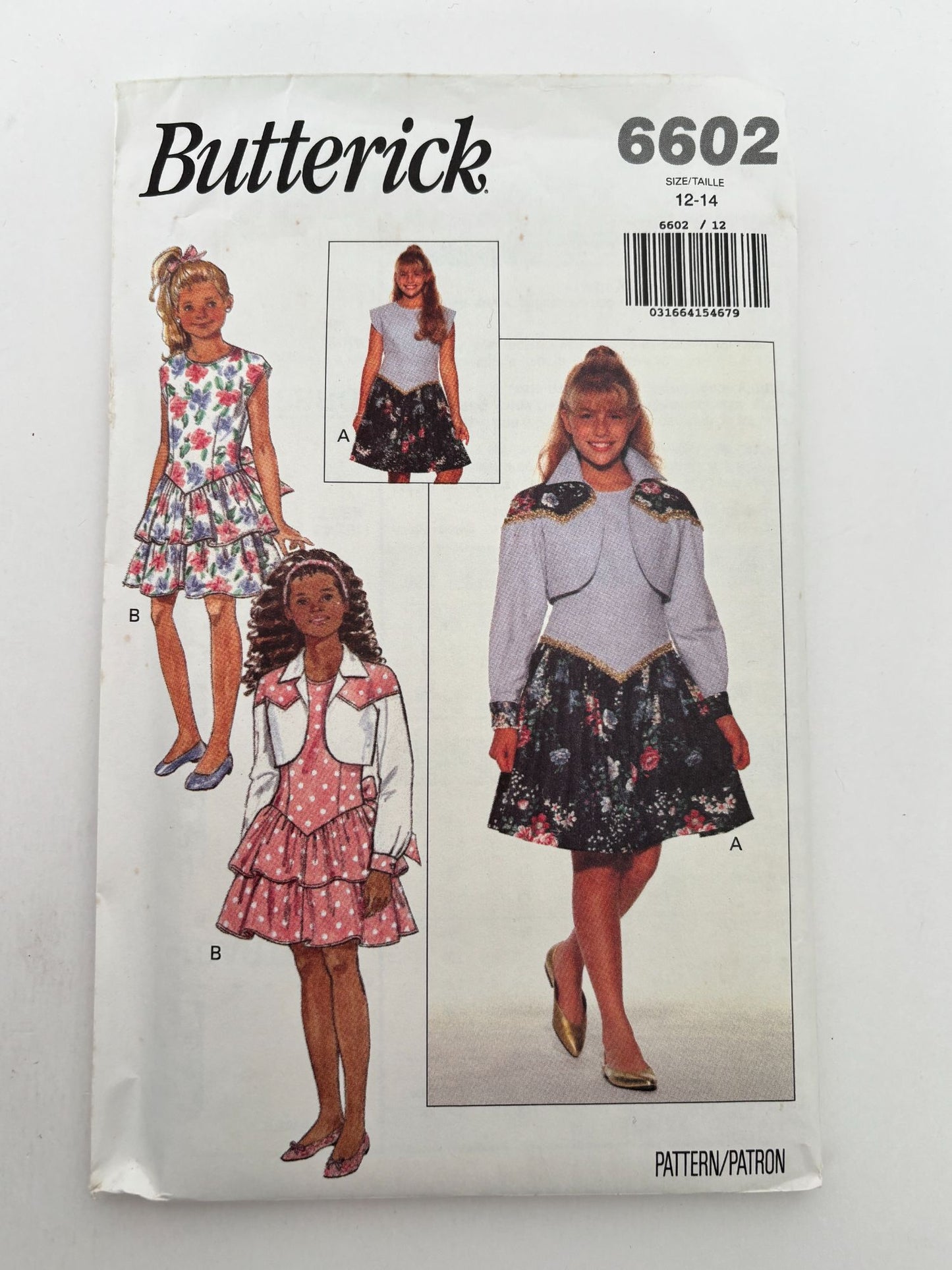 Butterick Sewing Pattern 6602 Girls Party Dress Tiered Ruffles Easy 12 14 Uncut