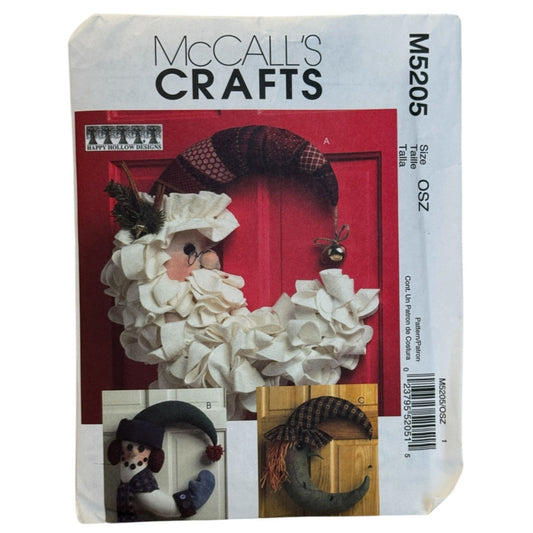 McCalls Sewing Pattern M5205 Christmas Santa Door Wreath Halloween Witch Moon UC