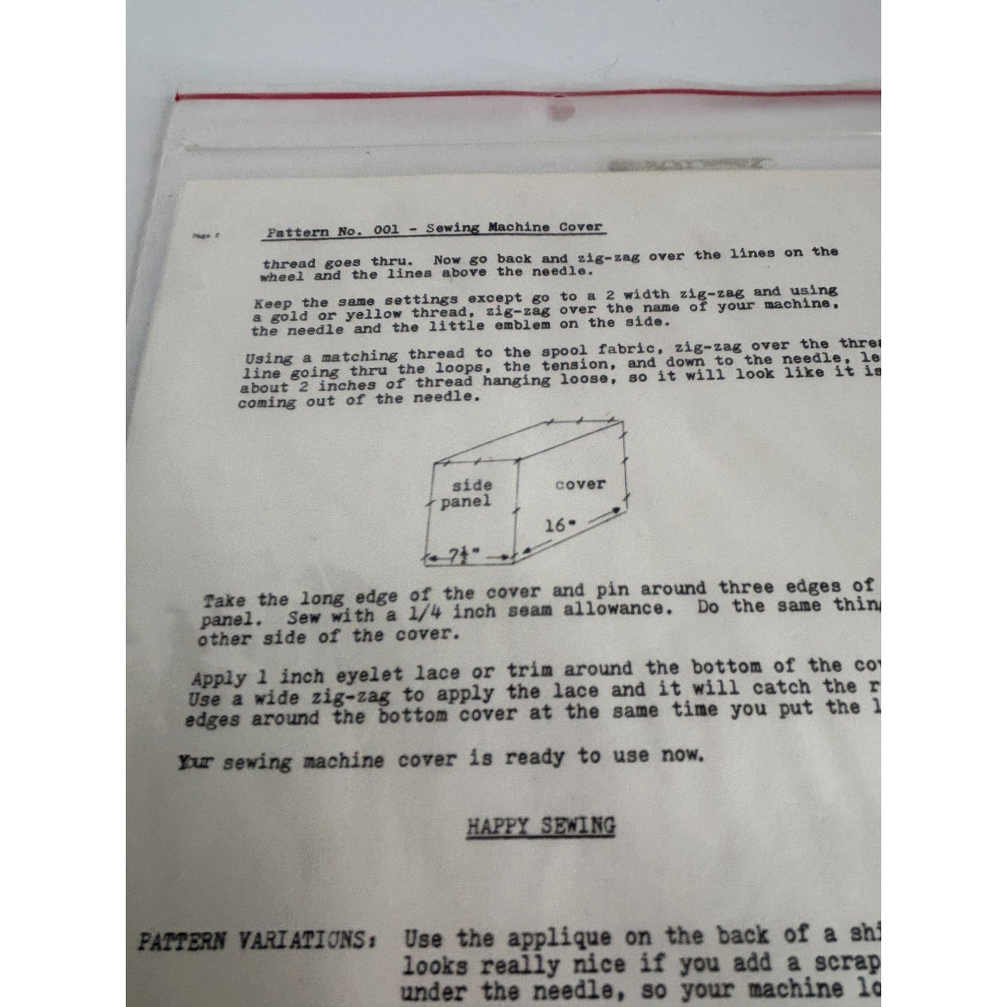 Orange Delights Sewing Pattern Sewing Machine Cover Home Decor 1980s Sewing Room