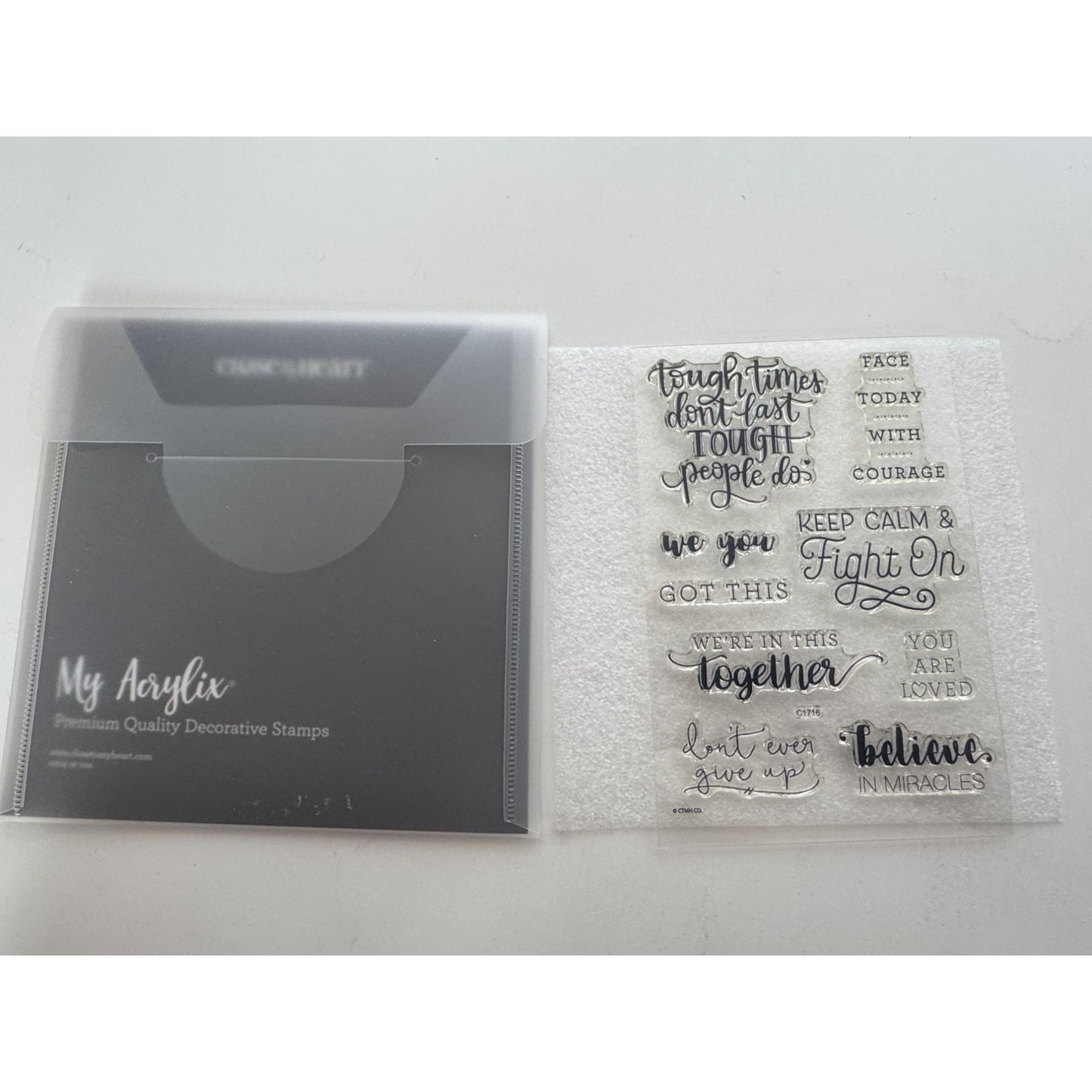 CTMH My Acrylix Acrylic Stamp Set Stronger Together Inspirational Words Support