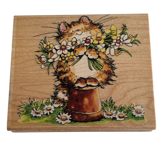 Penny Black Rubber Stamp You are the Bestest Cat with Flowers Garden Daisy 1466K