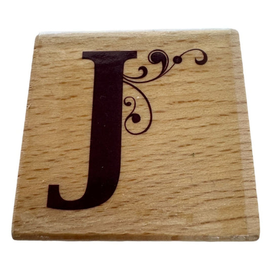 Studio G Rubber Stamp Decorative Letter J Initial Card Making Wood Mounted