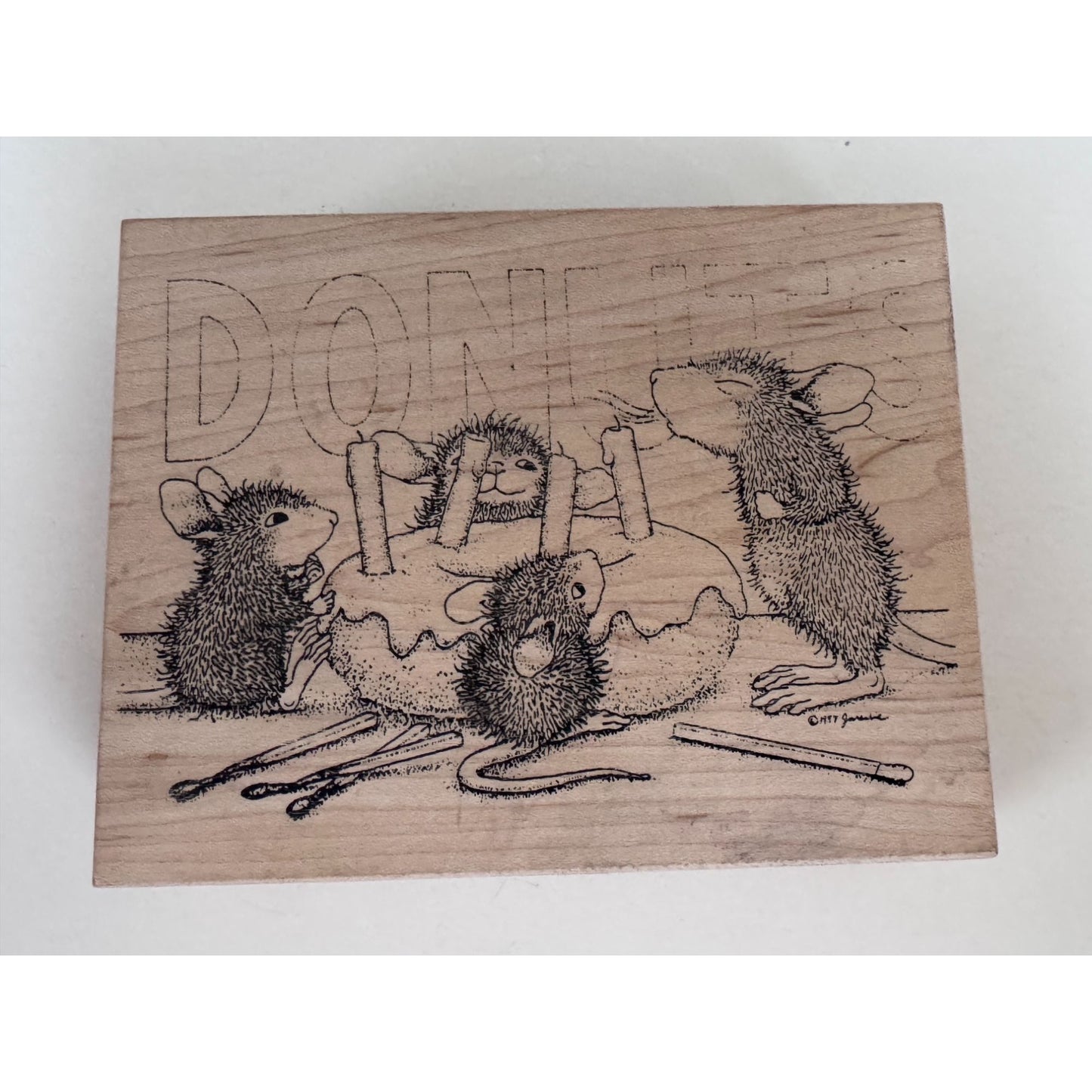 House Mouse Rubber Stamp Donut Birthday Cardmaking Donut Baking Mice Stampa Rosa Craft