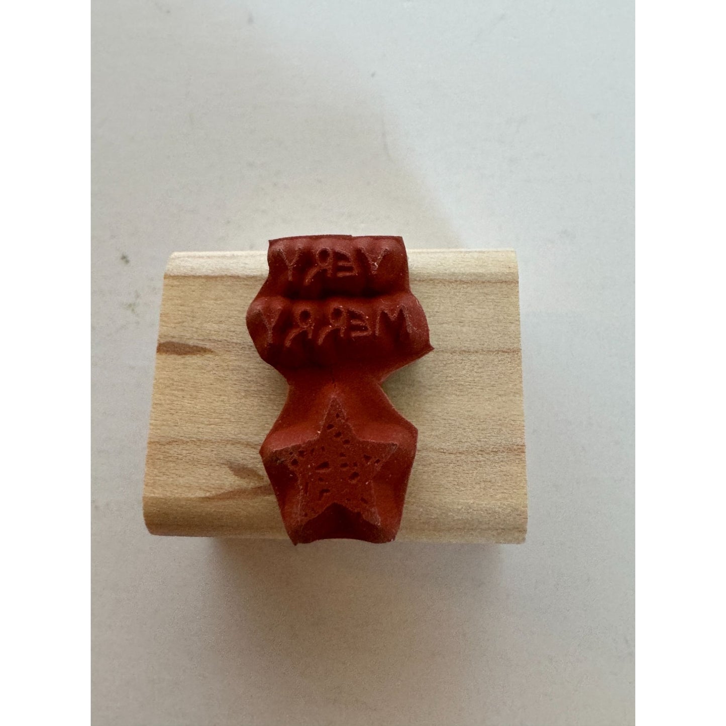 Stampin Up Rubber Stamp Very Merry Words Christmas Gift Tag Card Making Star