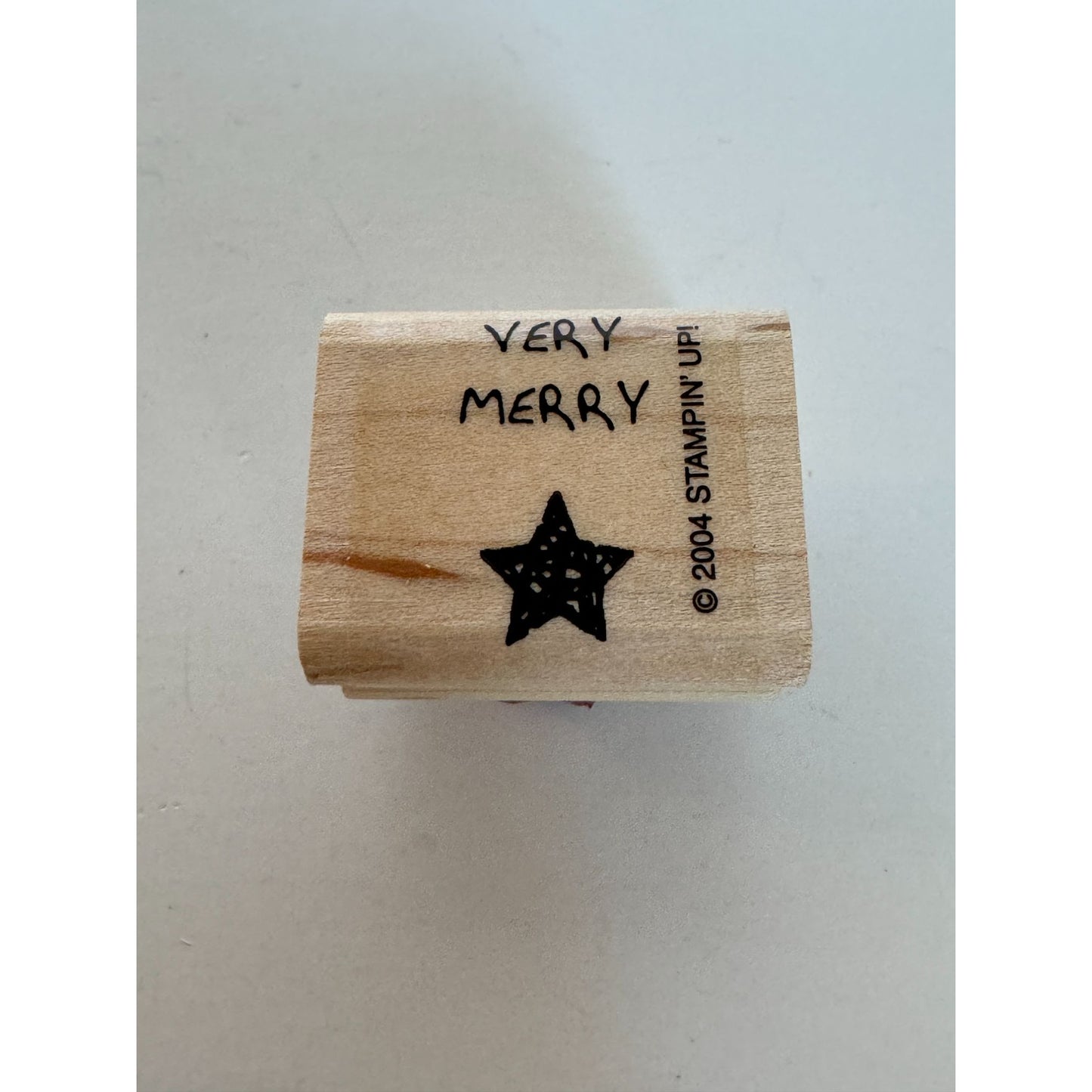 Stampin Up Rubber Stamp Very Merry Words Christmas Gift Tag Card Making Star
