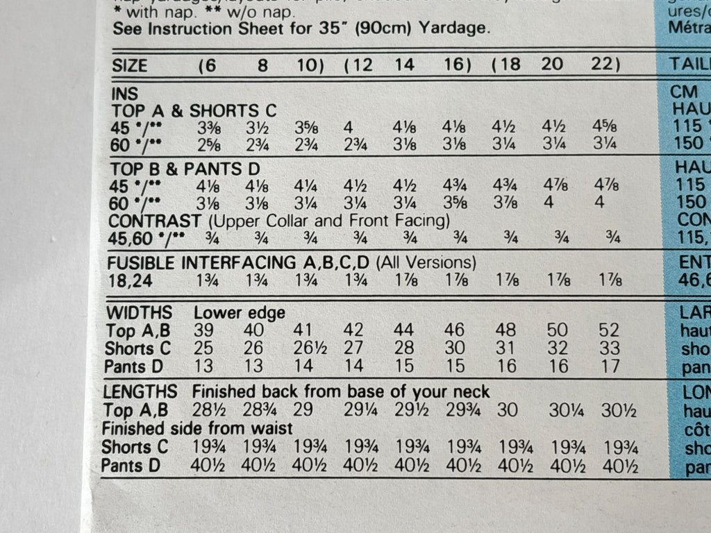 Butterick Sewing Pattern 6647 Top Shorts Pants Suit Nautical 6 8 10 Easy 90s UC