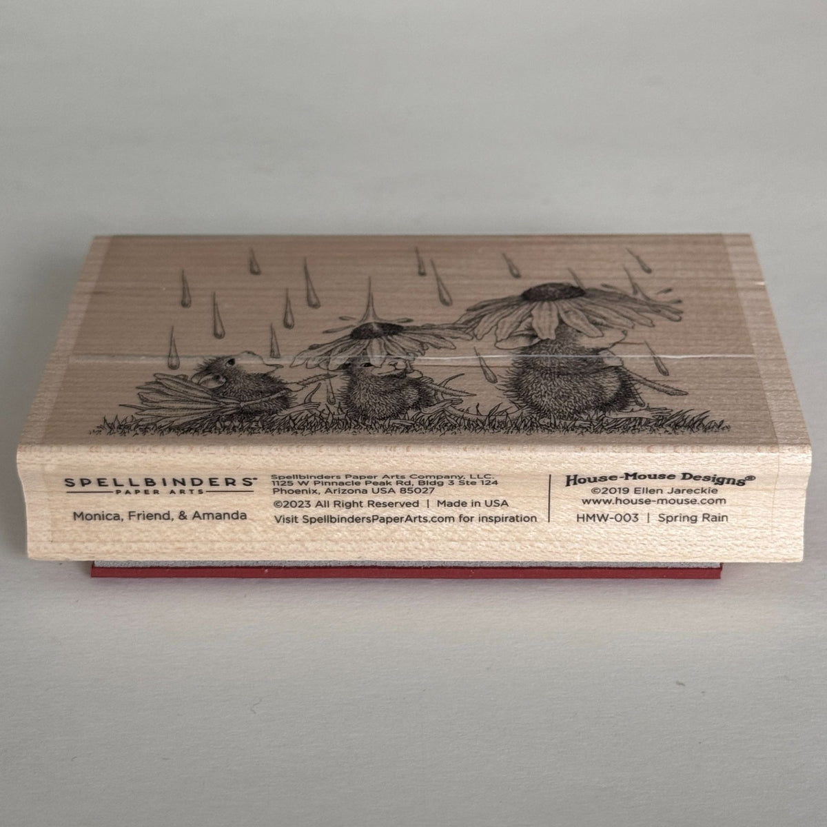 House Mouse Rubber Stamp Spring Rain Mice Flowers Umbrella Funny Spellbinders Card Making Craft