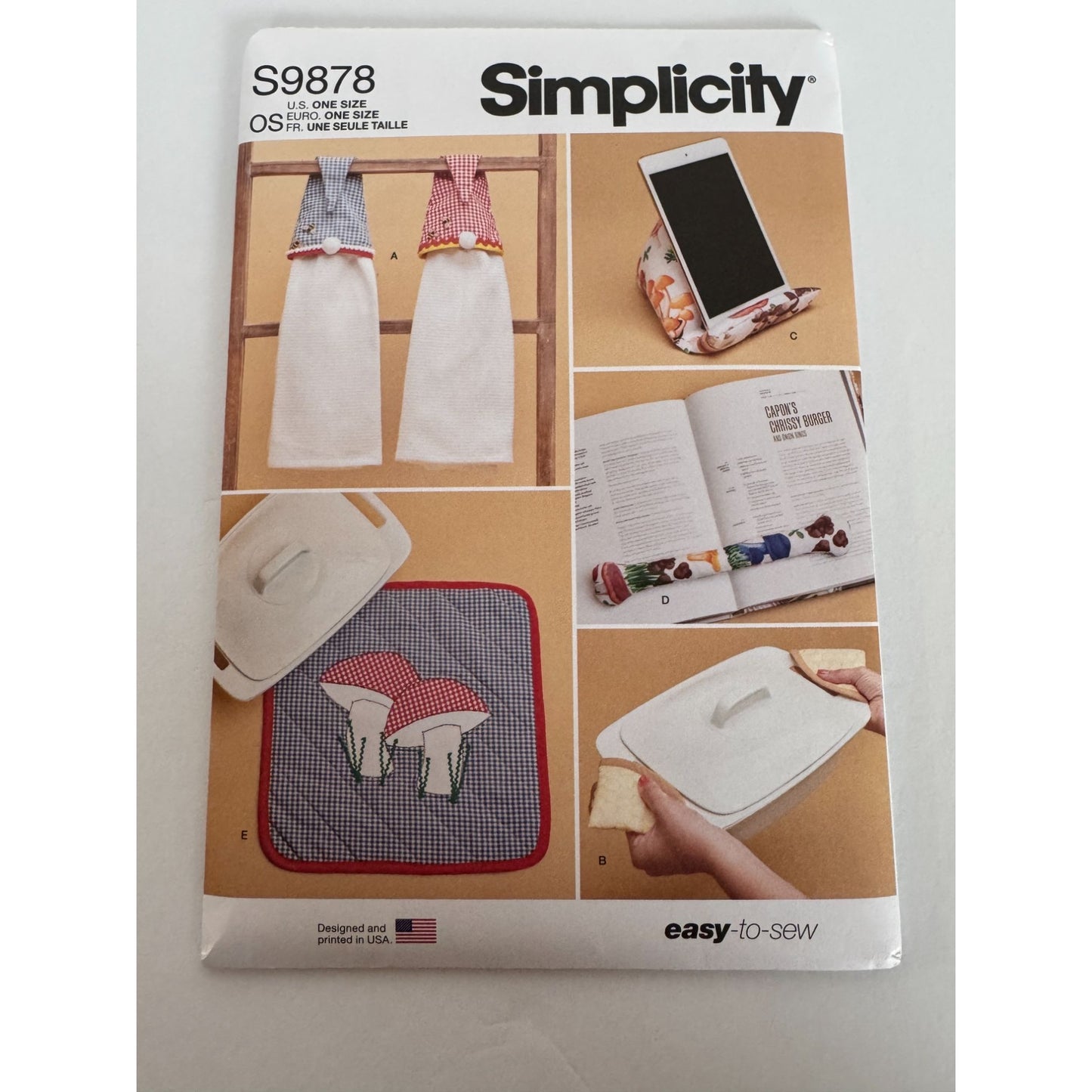 Simplicity Sewing Pattern S9878 Kitchen Accessories Gnome Dish Towels Easy Uncut