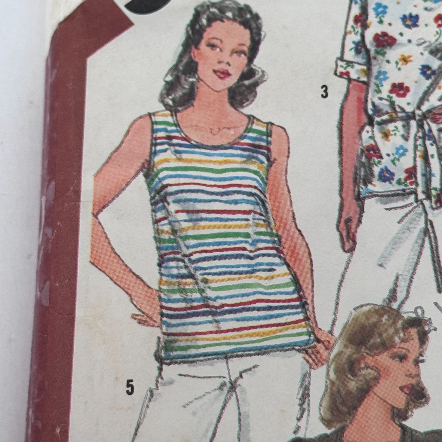 Simplicity Sewing Pattern 5386 80s Pullover Top Shirt Blouse 1980s Vintage Uncut Scooped Neckline