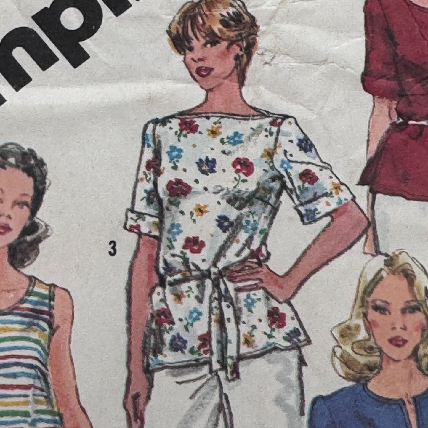 Simplicity Sewing Pattern 5386 80s Pullover Top Shirt Blouse 1980s Vintage Uncut Scooped Neckline